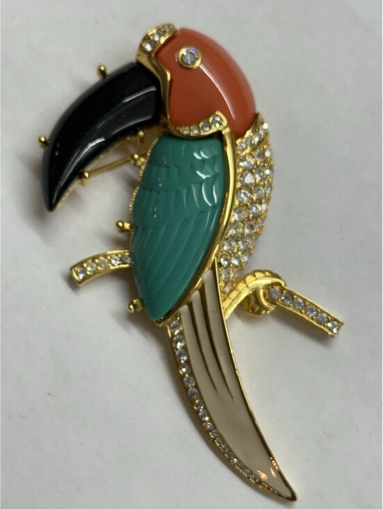 Kenneth Jay Lane Jewelry - KJL Kenneth J Lane Toucan Bird Jeweled Enameled Brooch Pin Mint Condition B5